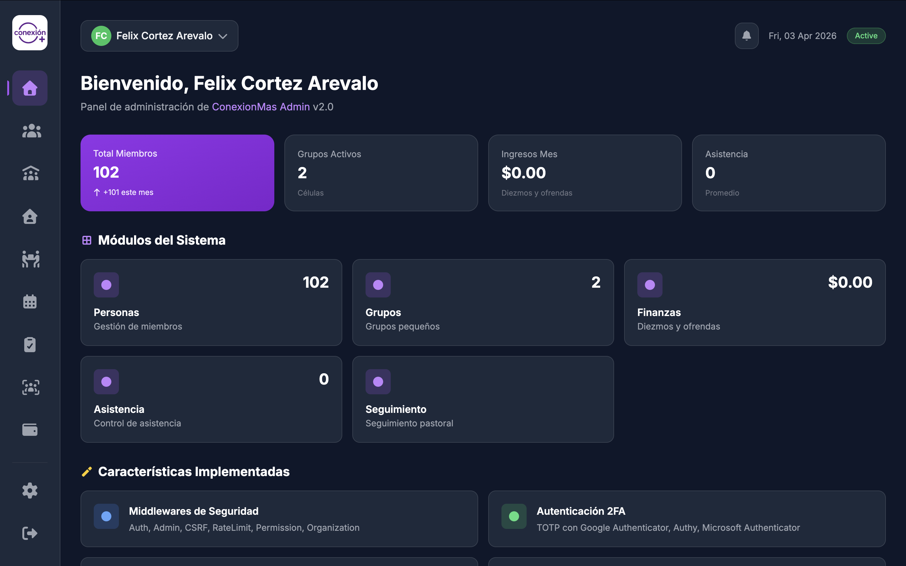 Dashboard de IglesiaGestión+